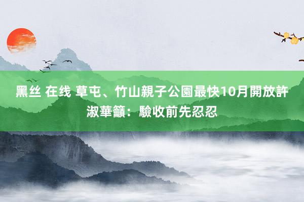 黑丝 在线 草屯、竹山親子公園最快10月開放　許淑華籲：驗收前先忍忍