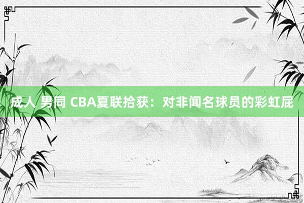 成人 男同 CBA夏联拾获：对非闻名球员的彩虹屁
