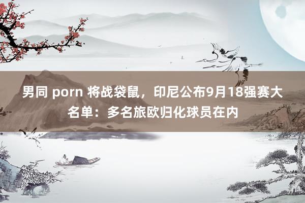 男同 porn 将战袋鼠，印尼公布9月18强赛大名单：多名旅欧归化球员在内